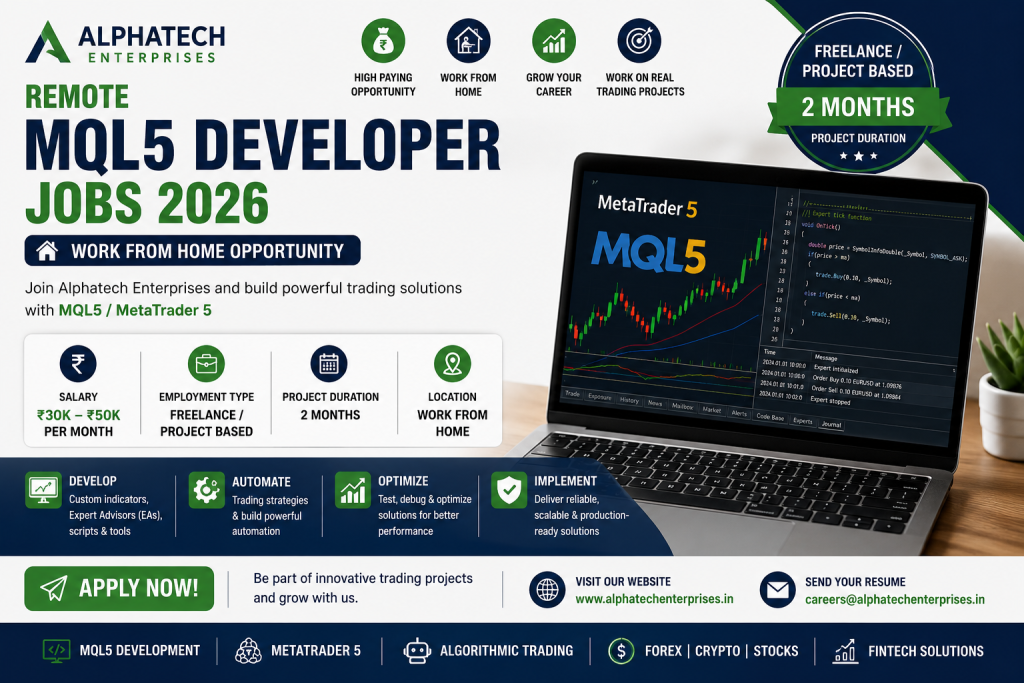 Remote Freelance MQL5 Developer Jobs 2026 | Work From Home | Salary ₹30,000–₹50,000